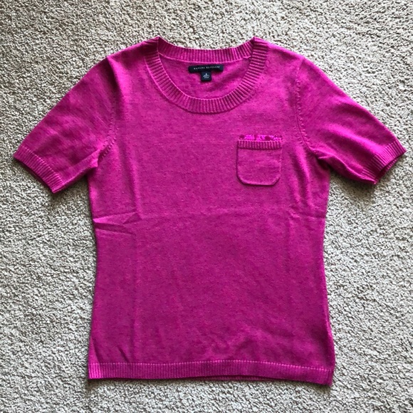 Banana Republic short sleeve sequin pocket sweater pink small S - Picture 1 of 5